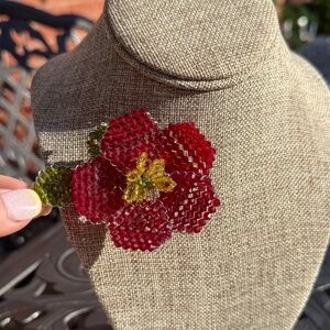 Mindy Lam Magenta Flower Brooch